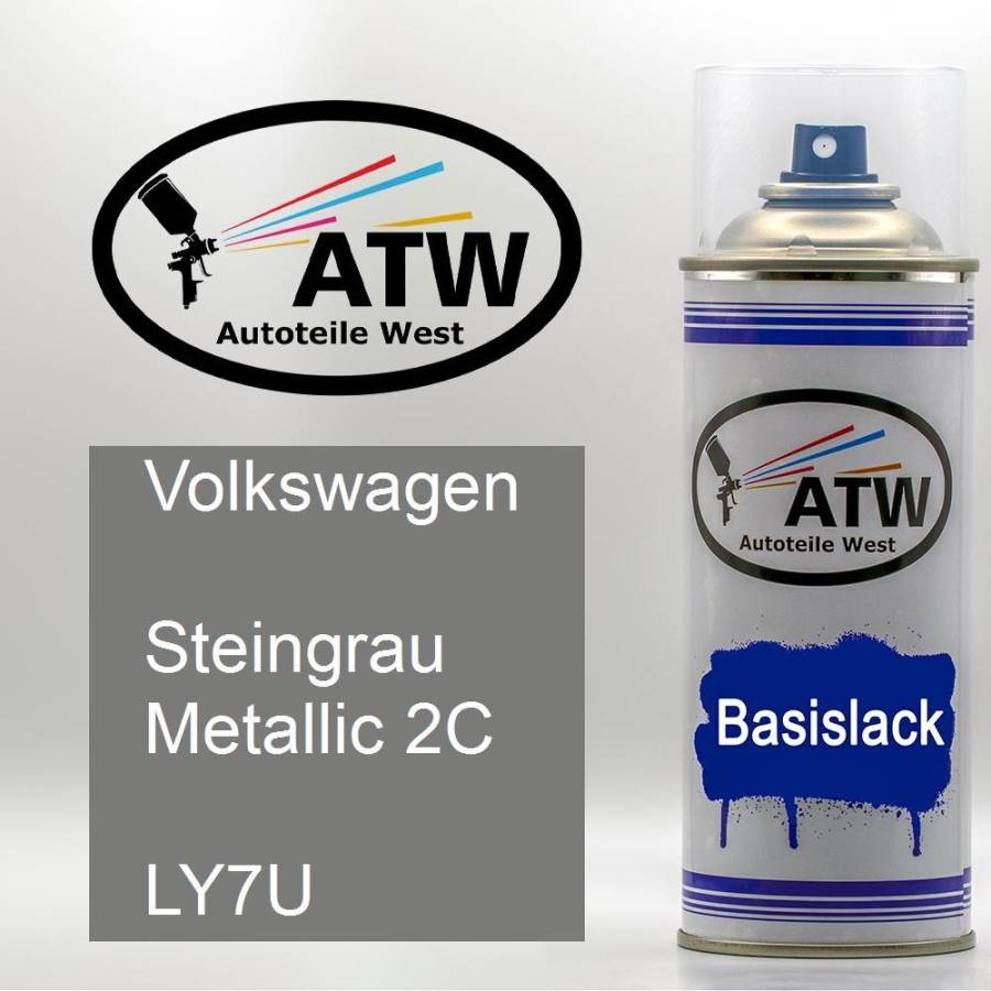 Volkswagen, Steingrau Metallic 2C, LY7U: 400ml Sprühdose, von ATW Autoteile West.